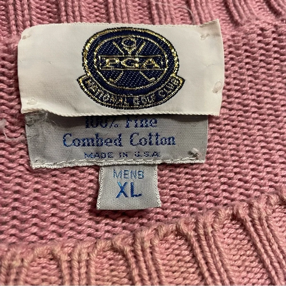 RARE Vintage PGA National Golf Club Colorblock 80’s Sweater Pink Teal Blue - Picture 2 of 10